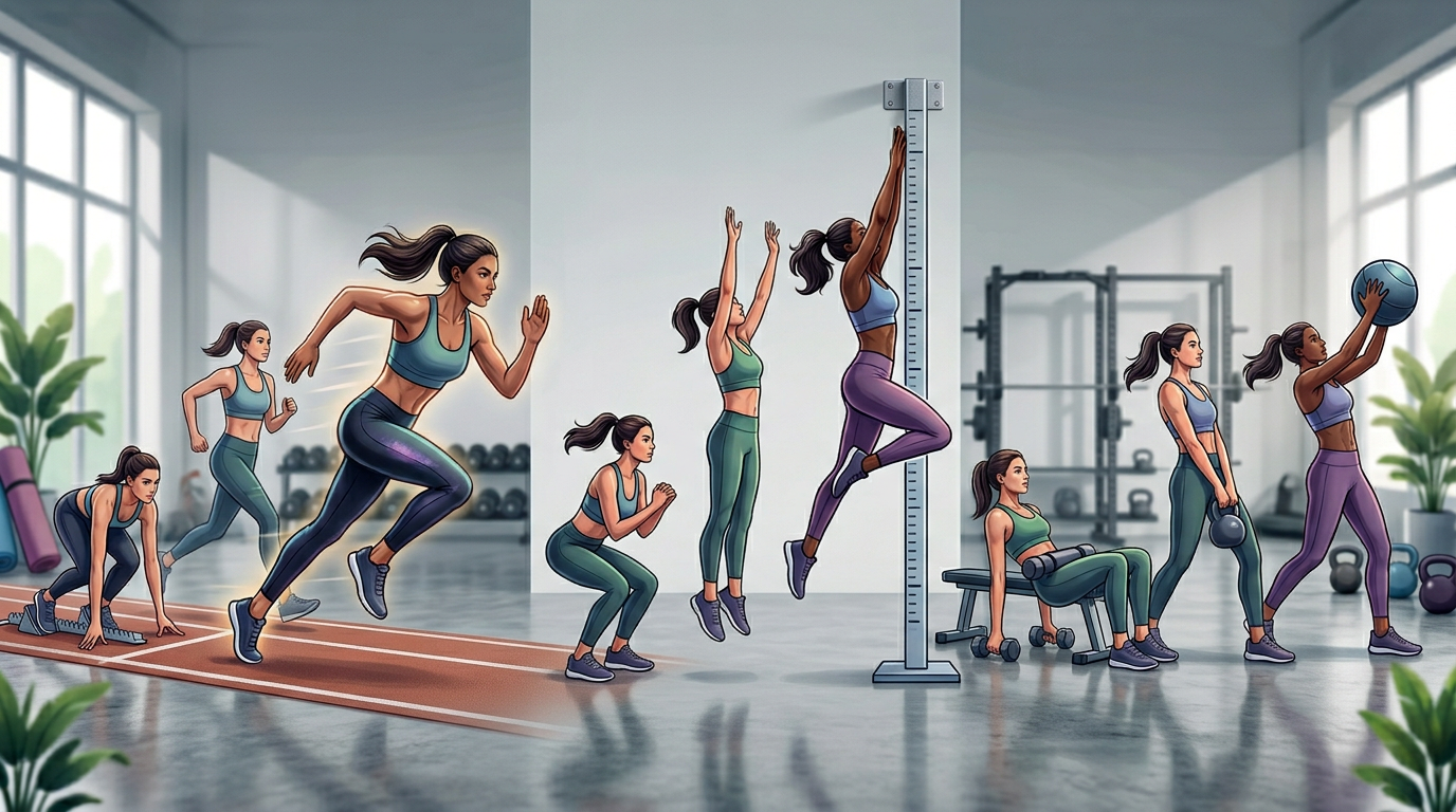 Infographic showing athletic performance improvements from hip thrust training including sprint speed, jump height, and power output metrics